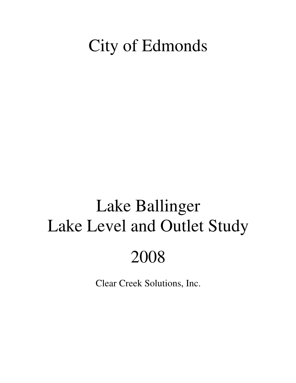 City of Edmonds Lake Ballinger Lake Level And