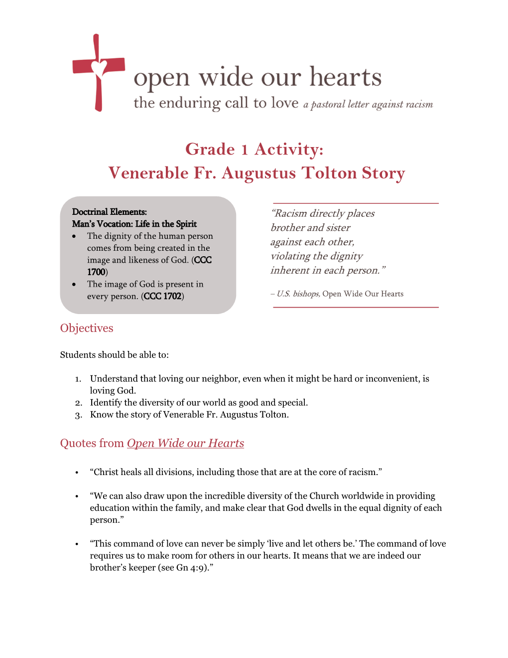 Venerable Fr. Augustus Tolton Story