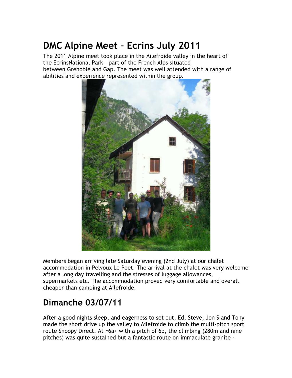 DMC Alpine Meet – Ecrins July 2011