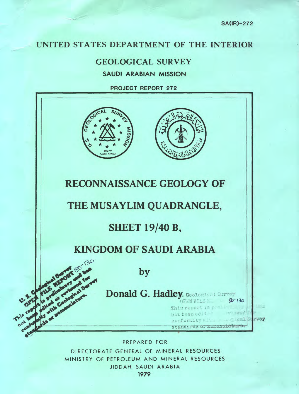 Reconnaissance Geology of the Musaylim Quadrangle
