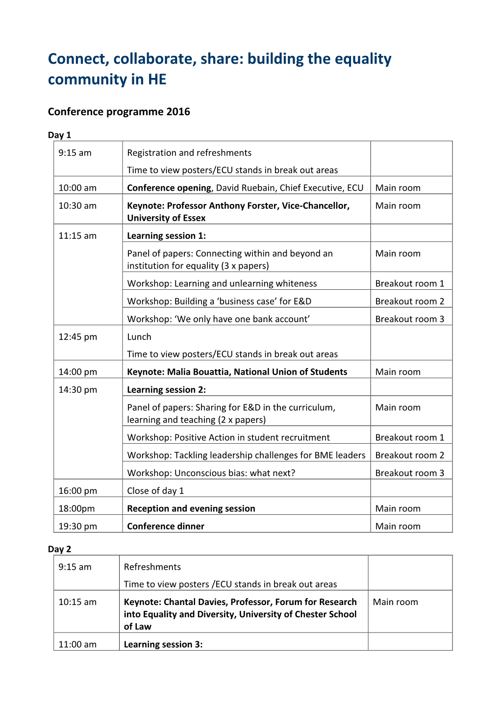 Conference Programme 2016