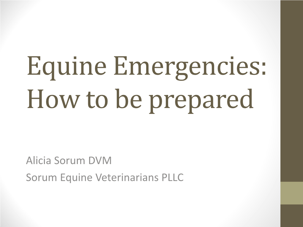 Equine Emergencies: How to Be Prepared