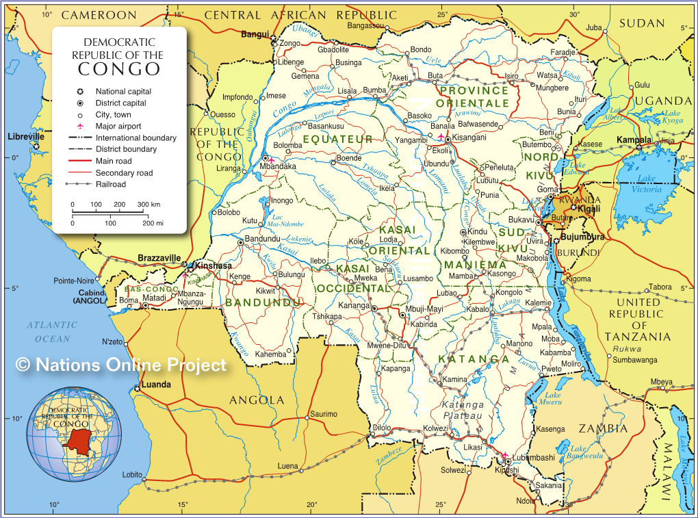 Map of Democratic Republic of the Congo