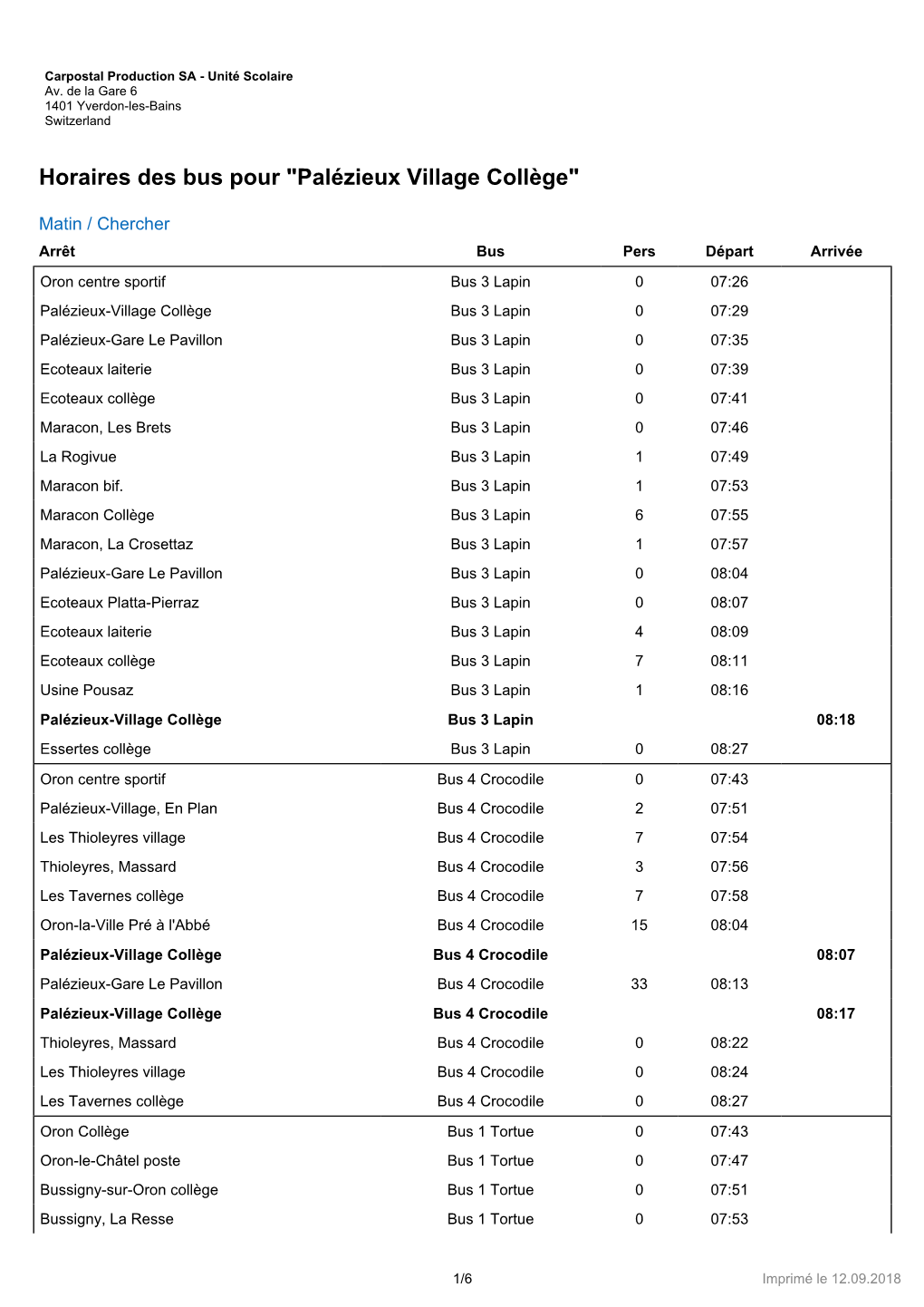 Horaires Des Bus Pour 