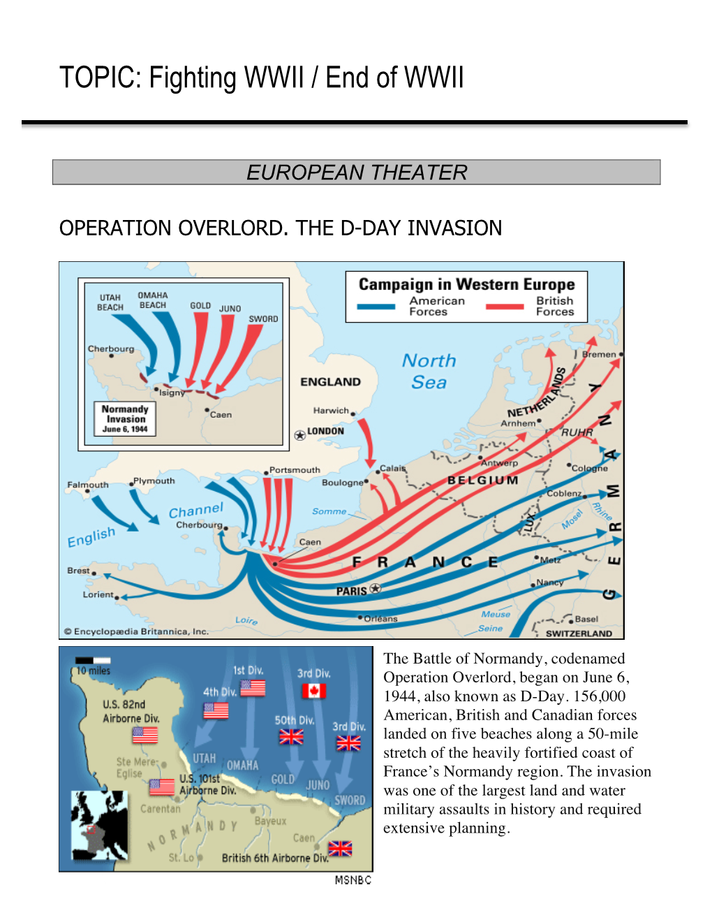 Fighting WWII / End of WWII