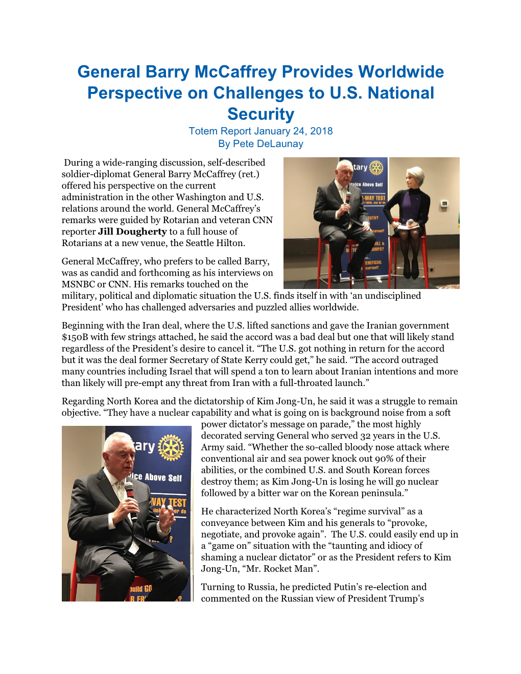 General Barry Mccaffrey Provides Worldwide Perspective on Challenges to U.S
