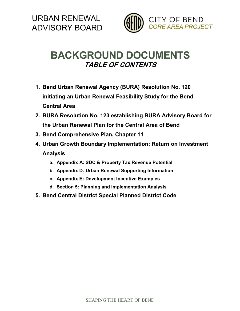 Urban Renewal Advisory Board Meeting #1 Background Information