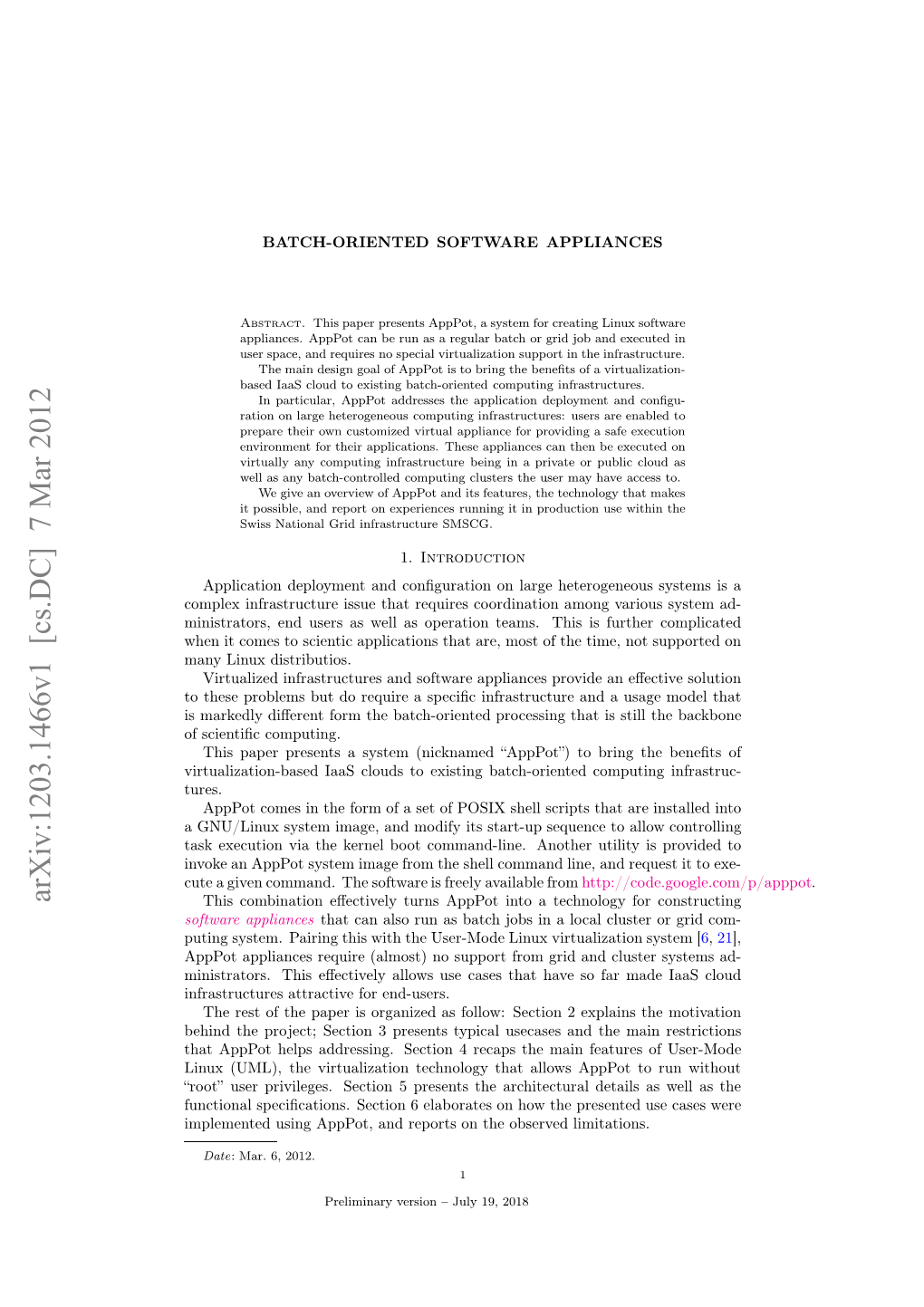 Batch-Oriented Software Appliances