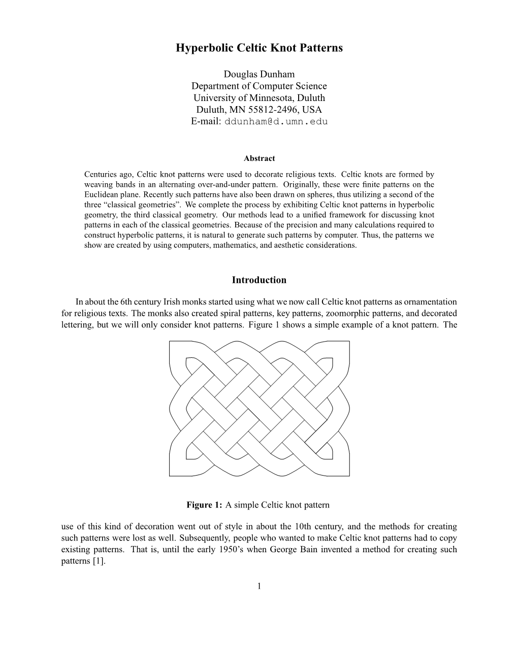 Hyperbolic Celtic Knot Patterns