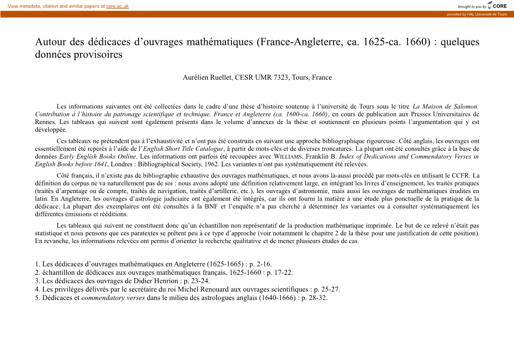 Autour Des Dédicaces D'ouvrages Mathématiques