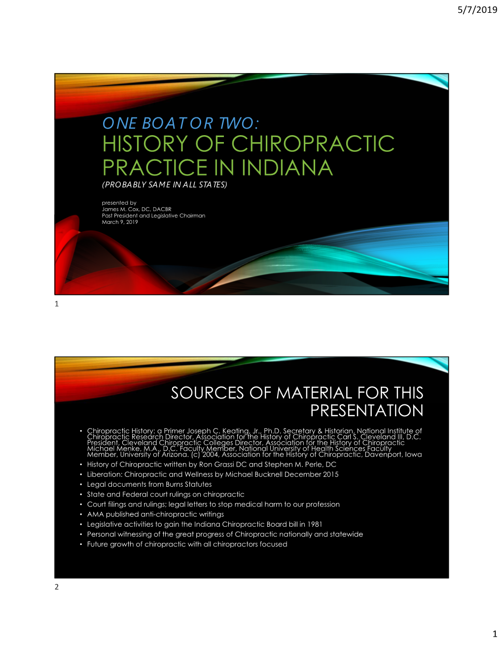 History of Chiropractic Practice in Indiana (Probably Same in All States)