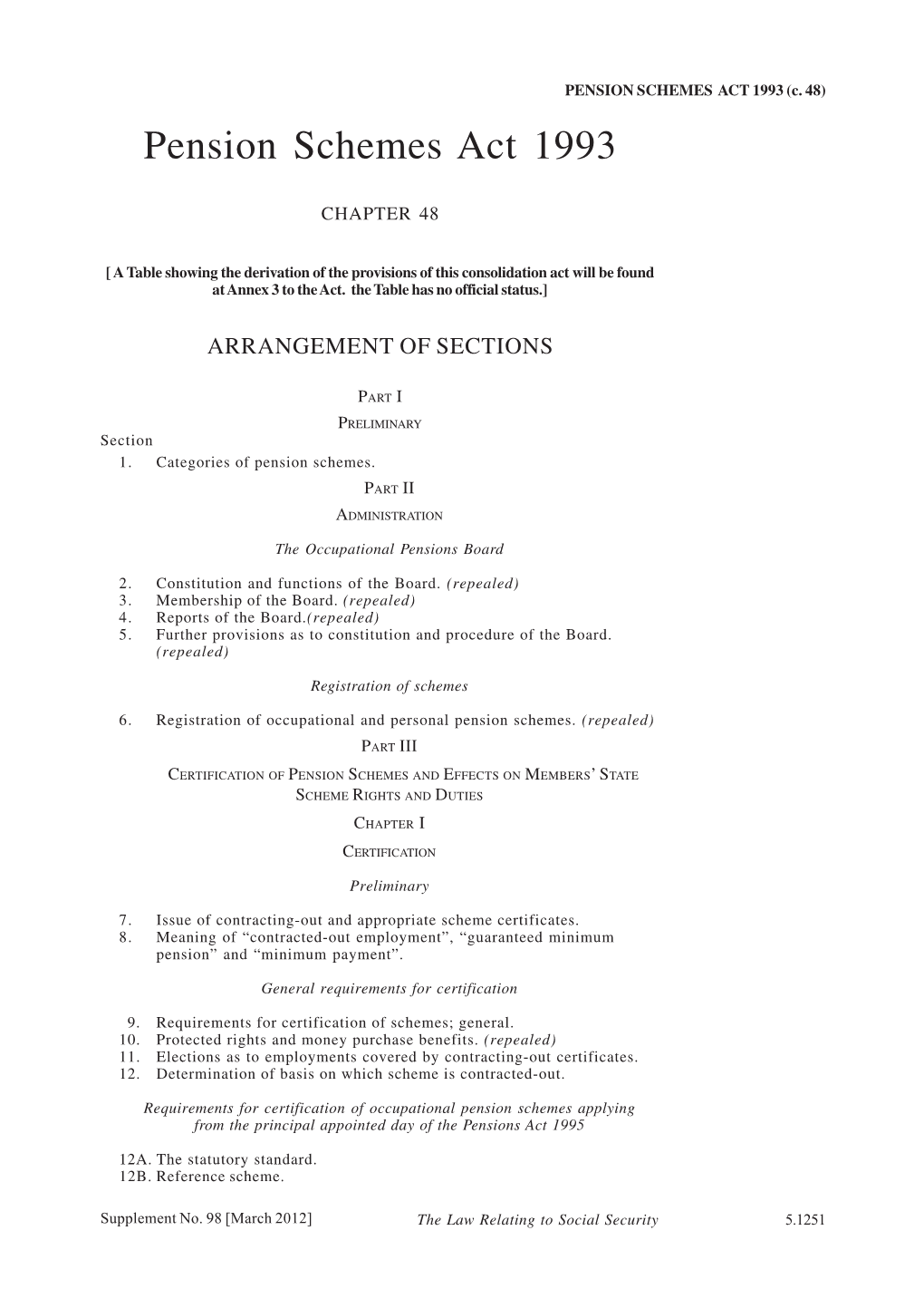 PENSION SCHEMES ACT 1993 (C