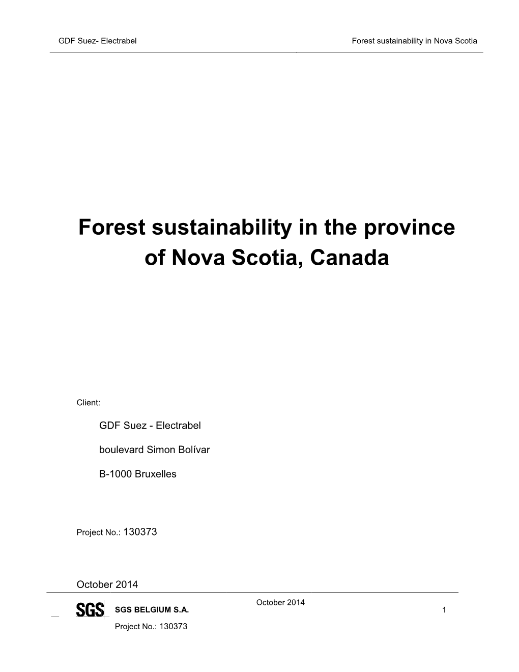 SGS Forest Sustainability in Nova Scotia