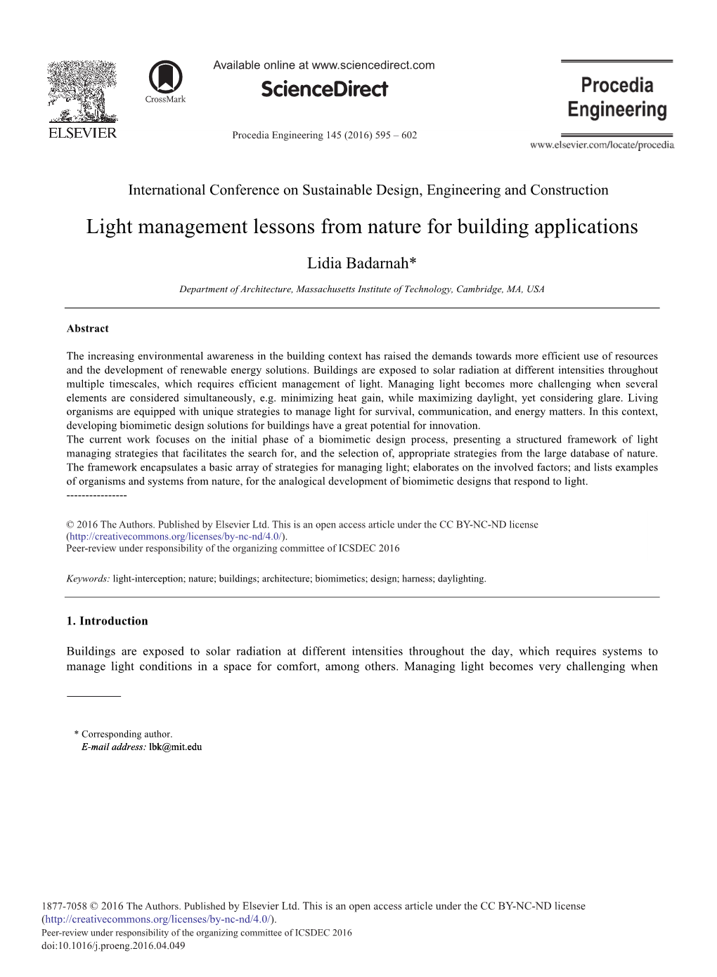 Light Management Lessons from Nature for Building Applications