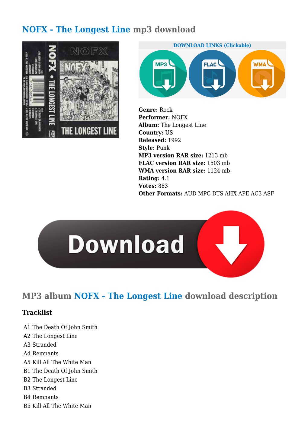 The Longest Line Mp3 Download MP3 Album NOFX