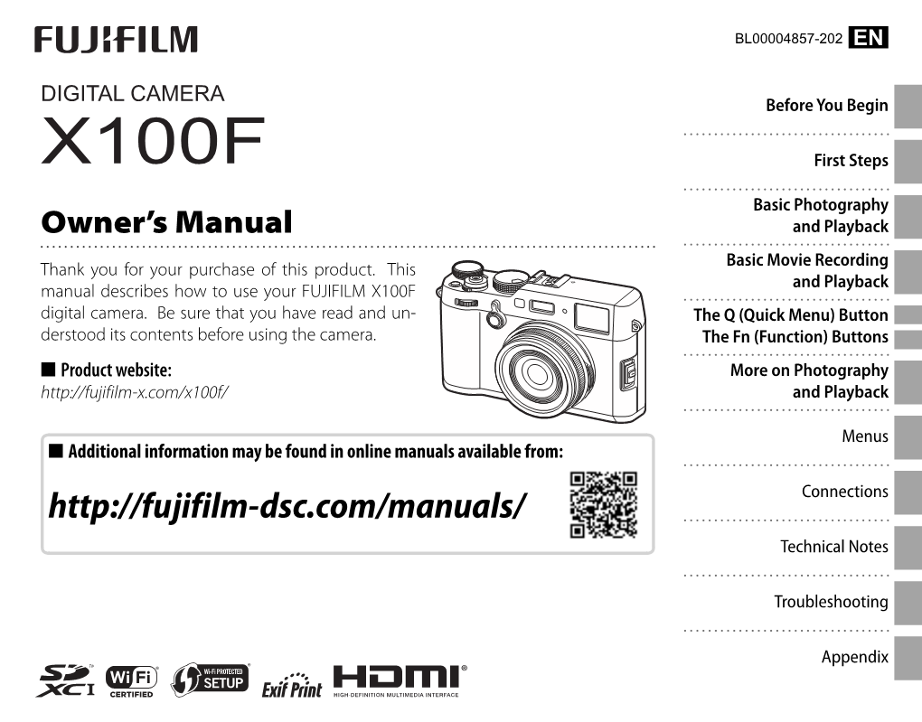 Manual and Playback Basic Movie Recording Thank You for Your Purchase of This Product