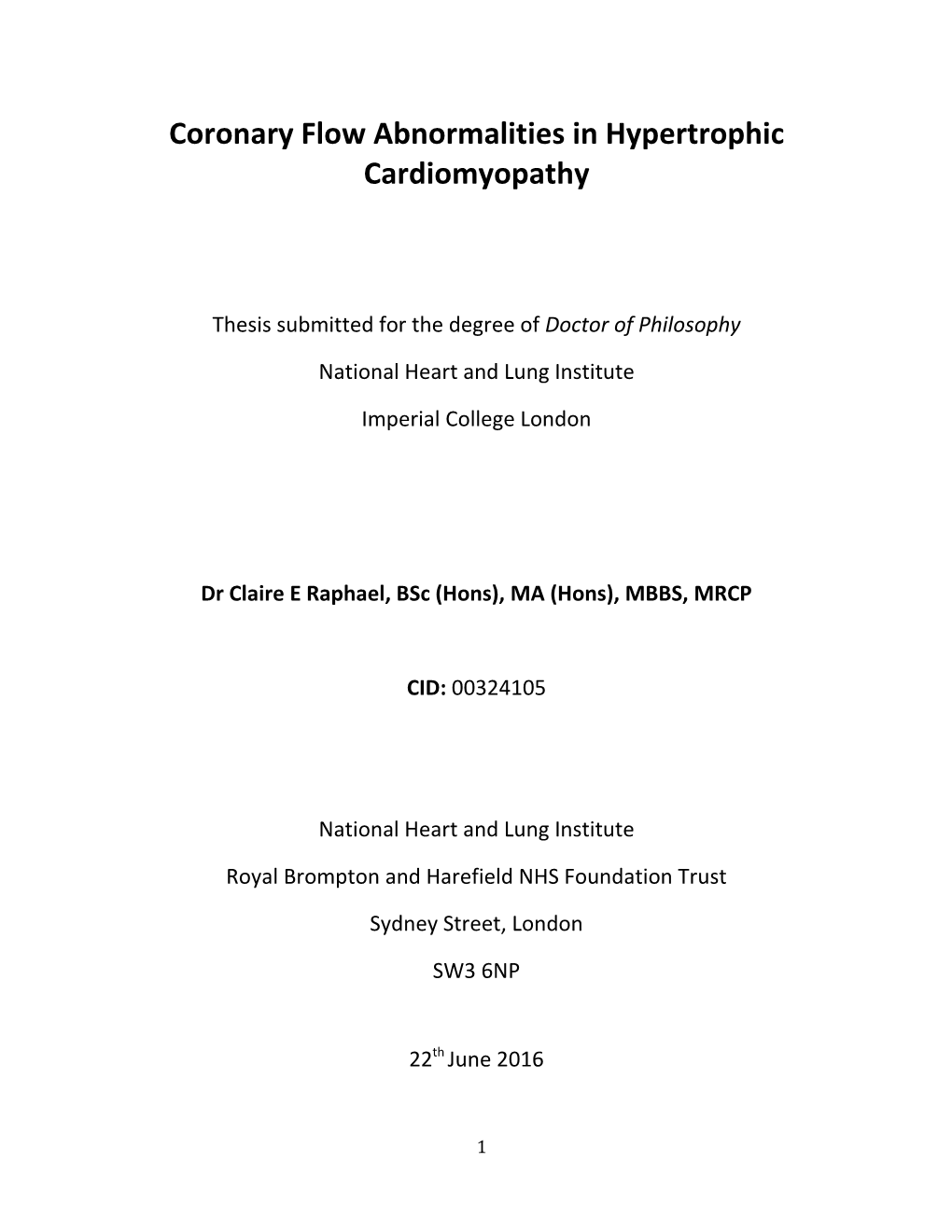 Coronary Flow Abnormalities in Hypertrophic Cardiomyopathy