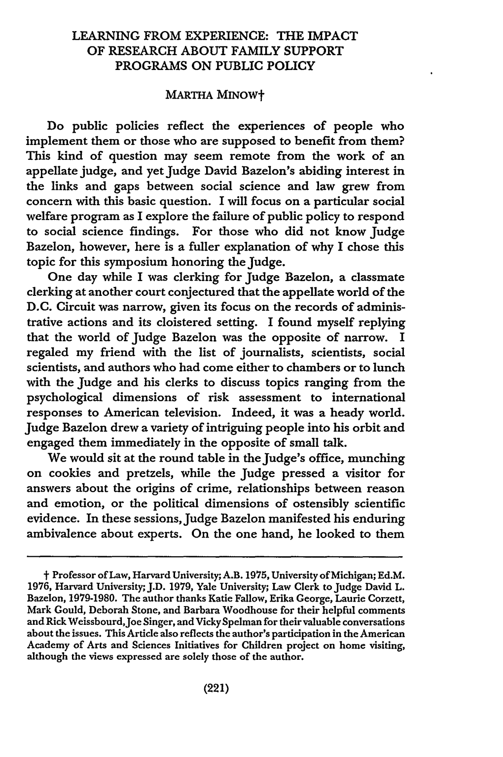 The Impact of Research About Family Support Programs on Public Policy