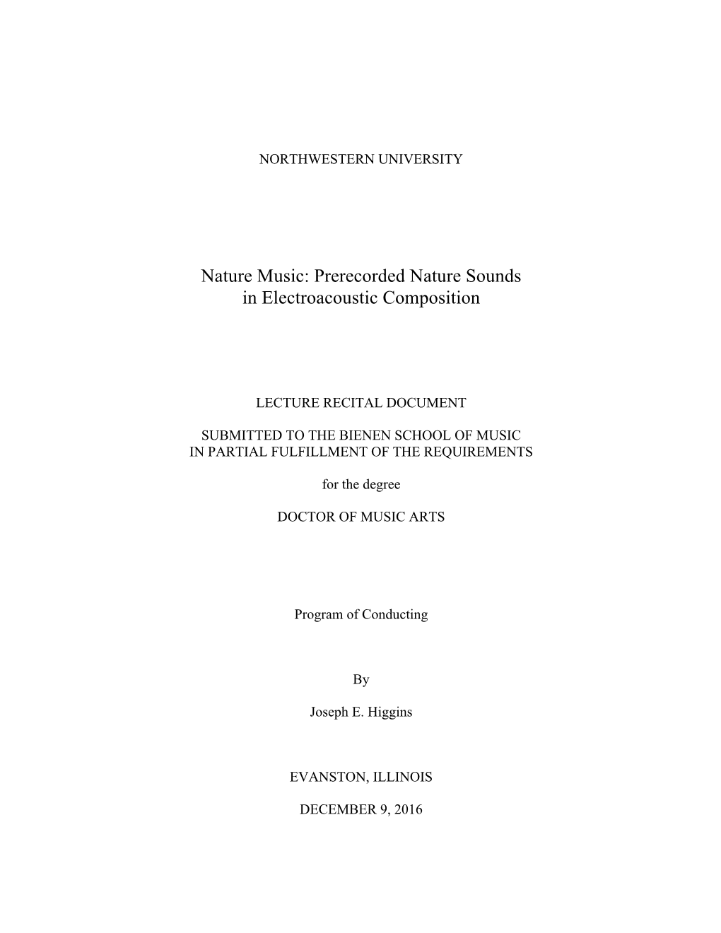 Prerecorded Nature Sounds in Electroacoustic Composition