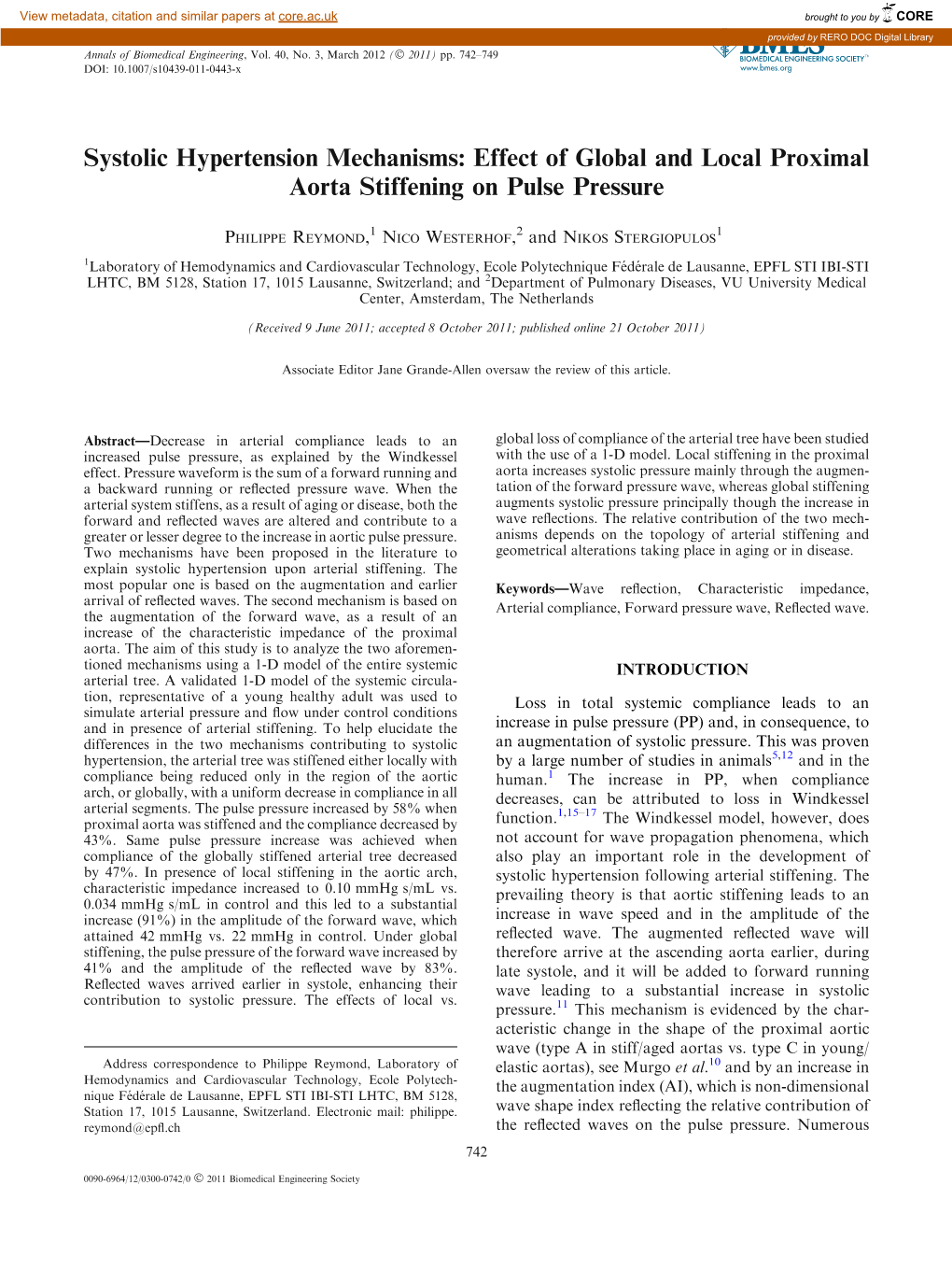 Systolic Hypertension Mechanisms: Effect of Global and Local Proximal Aorta Stiffening on Pulse Pressure