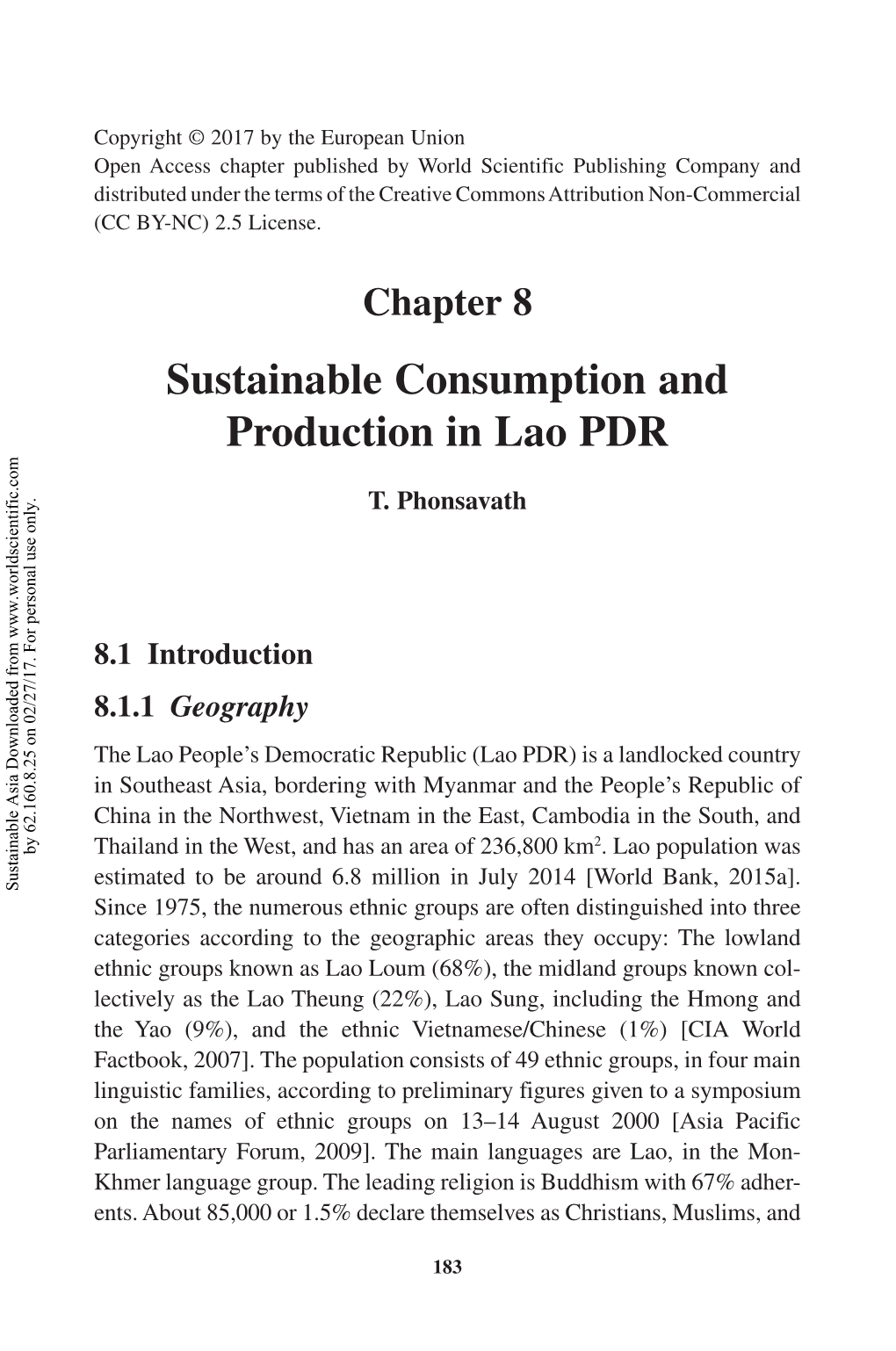 Sustainable Consumption and Production in Lao PDR