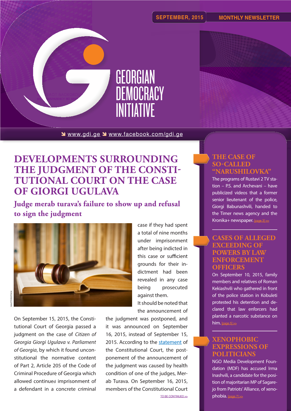 Developments Surrounding the Judgment of the Consti- Tutional Court on the Case of Giorgi Ugulava