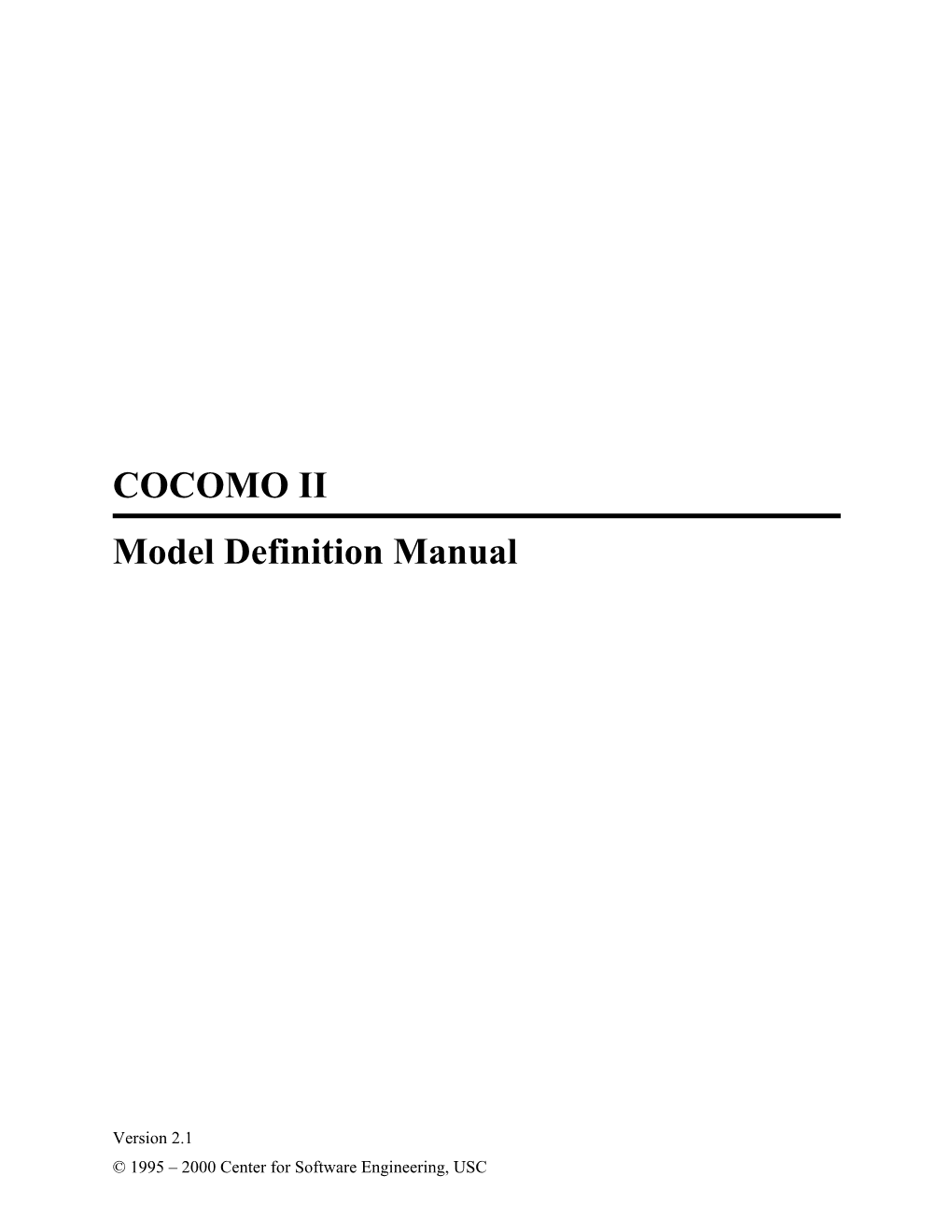 COCOMO II Model Definition Manual