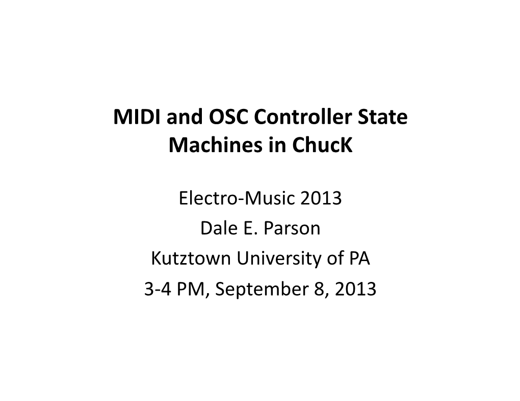 MIDI and OSC Controller State Machines in Chuck