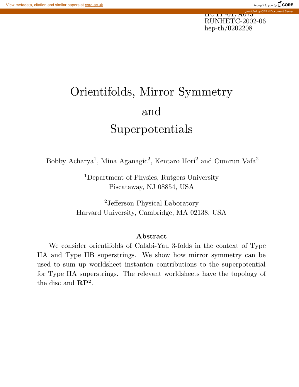Orientifolds, Mirror Symmetry and Superpotentials
