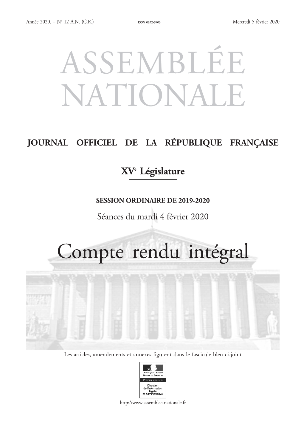 132E Séance Du Mardi 4 Février 2020 De L