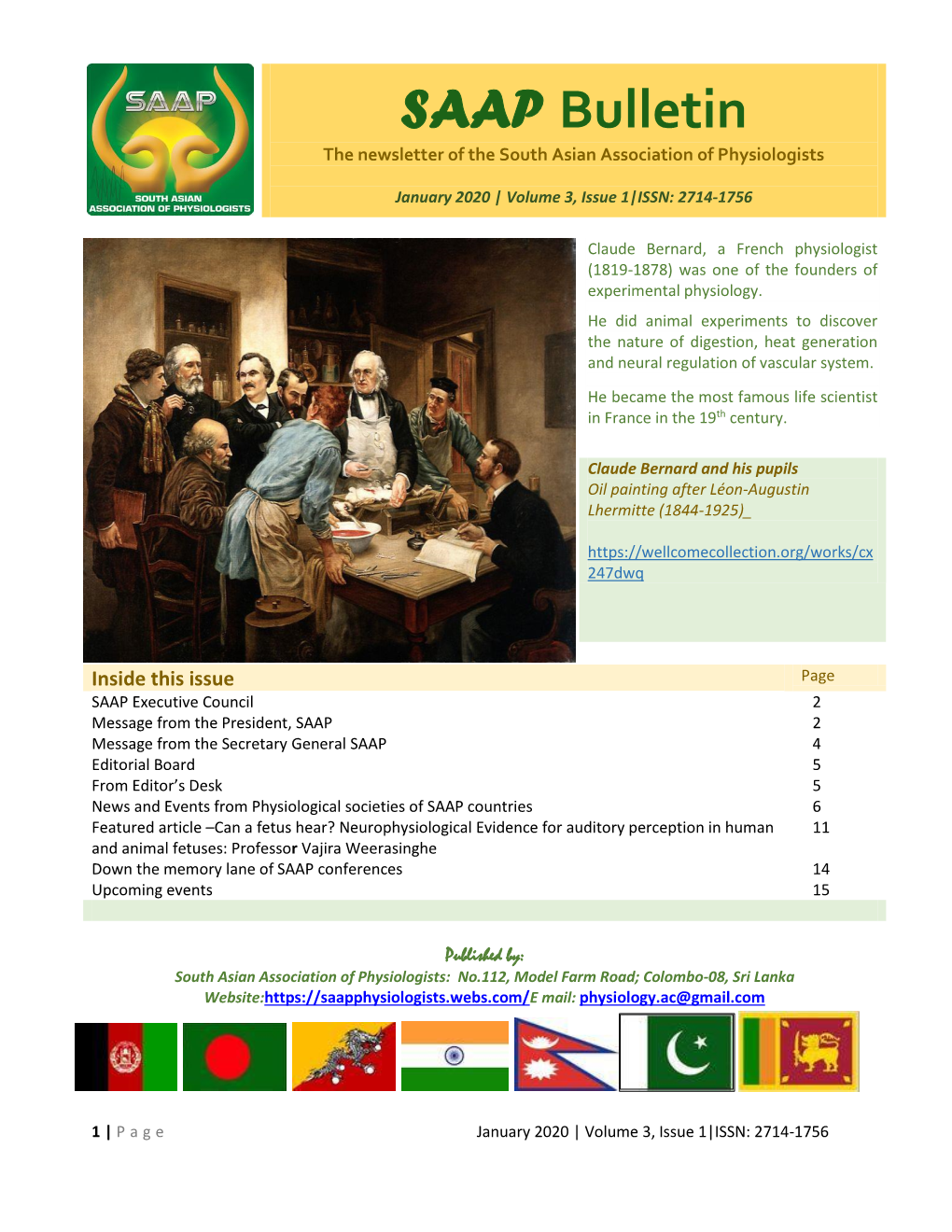 SAAP Bulletin the Newsletter of the South Asian Association of Physiologists