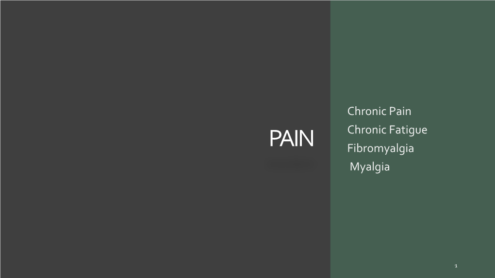 Chronic Pain Chronic Fatigue Fibromyalgia Myalgia
