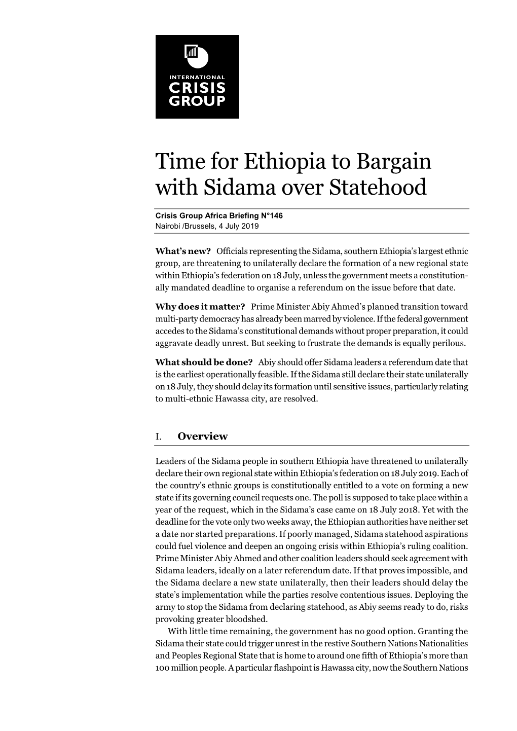 Time for Ethiopia to Bargain with Sidama Over Statehood