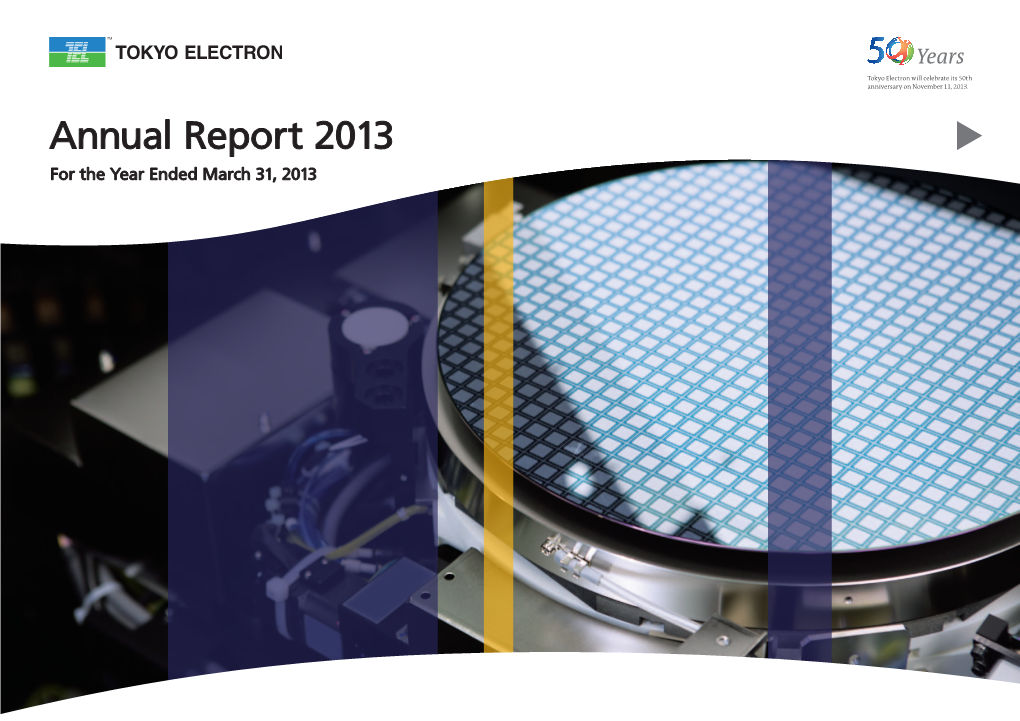 Annual Report 2013 for the Year Ended March 31, 2013 TOKYO ELECTRON ANNUAL REPORT 2013 PAGE 1 CONTENTS