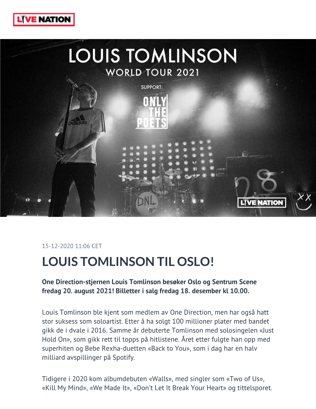 Louis Tomlinson Til Oslo!