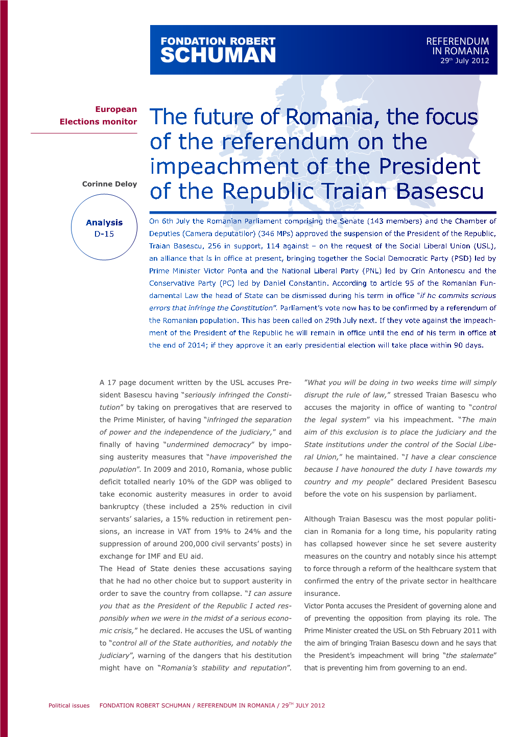 Referendum in Romania- 17Th July 2012