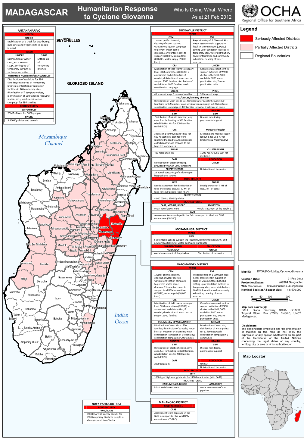 MADAGASCAR to Cyclone Giovanna As at 21 Feb 2012