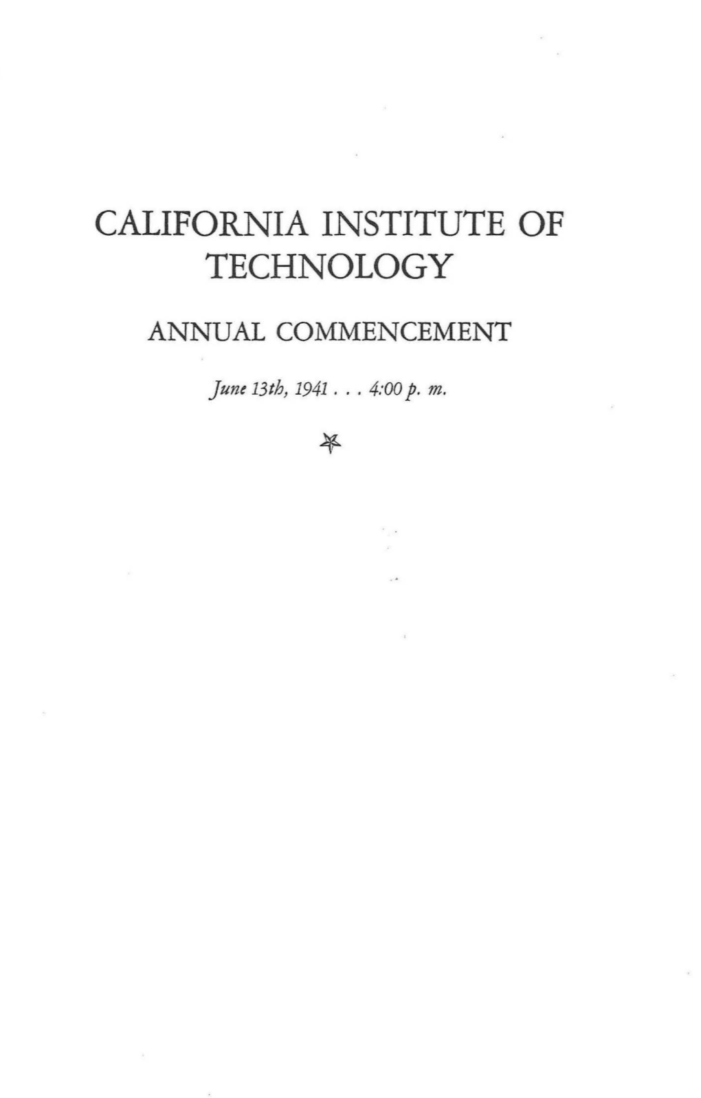 California Institute of Technology Annual Commencement