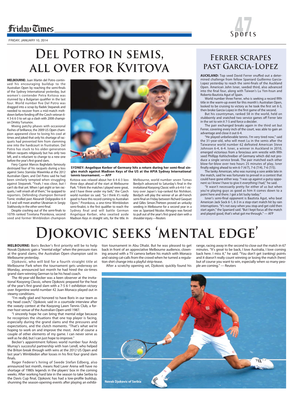 Djokovic Seeks 'Mental Edge'