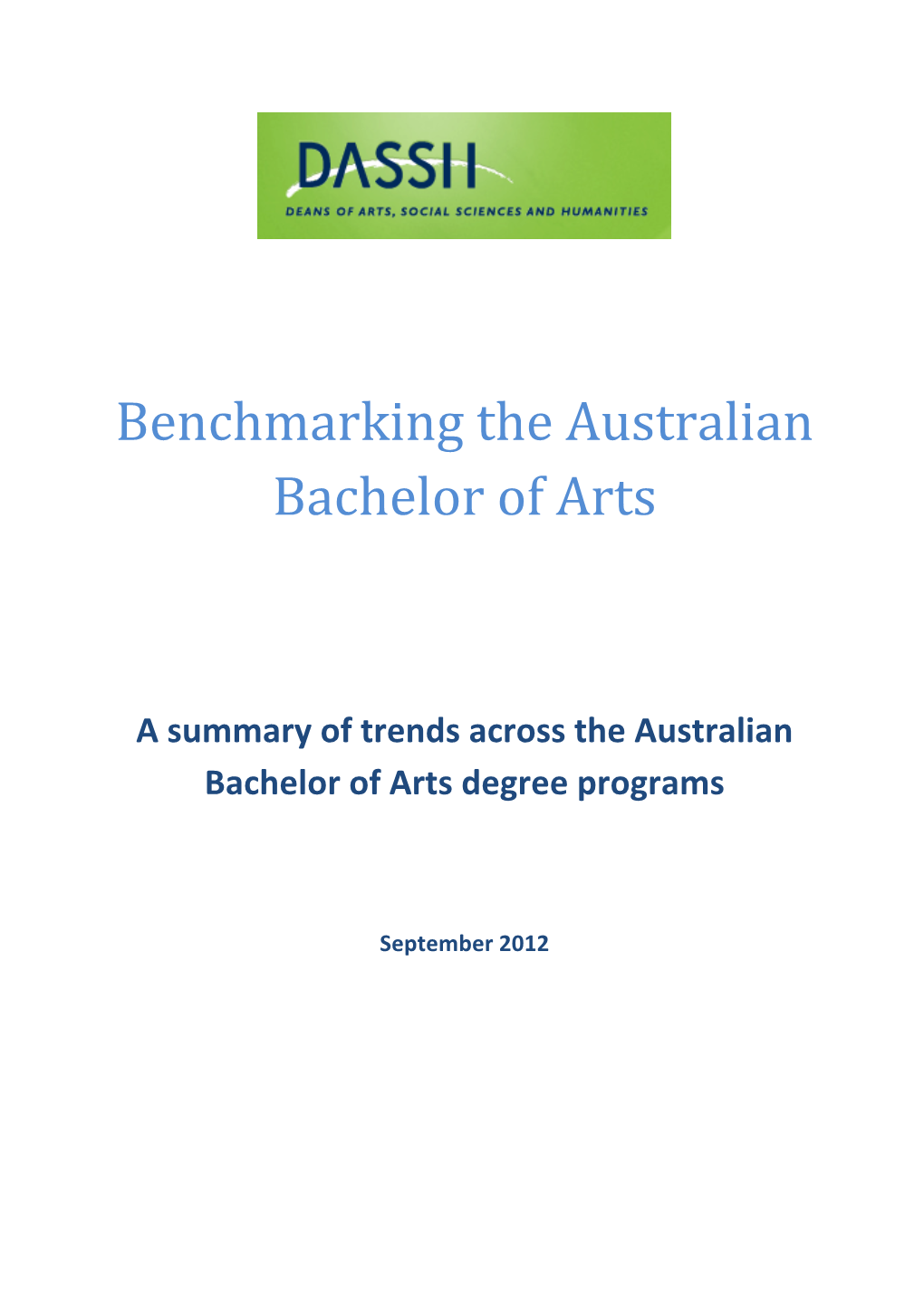 Benchmarking the Australian Bachelor of Arts