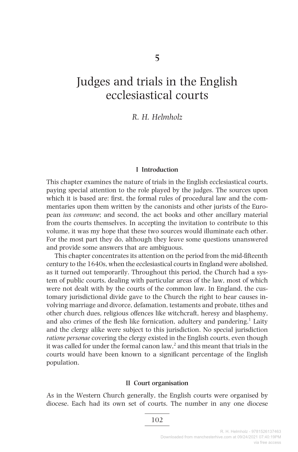 Judges and Trials in the English Ecclesiastical Courts