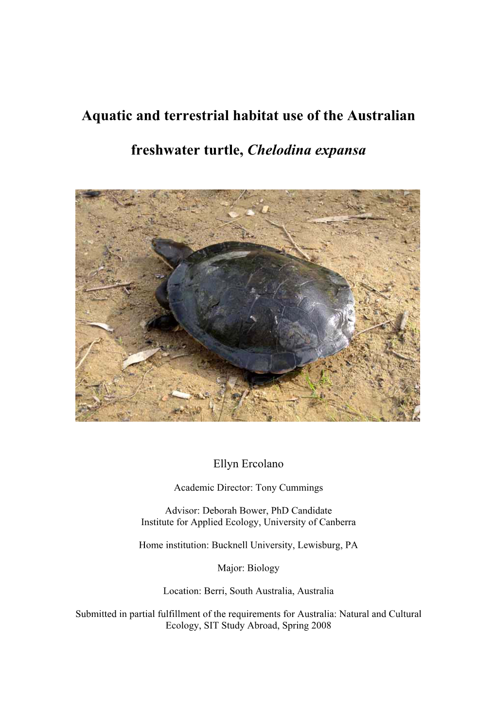 Aquatic and Terrestrial Habitat Use of the Australian Freshwater Turtle