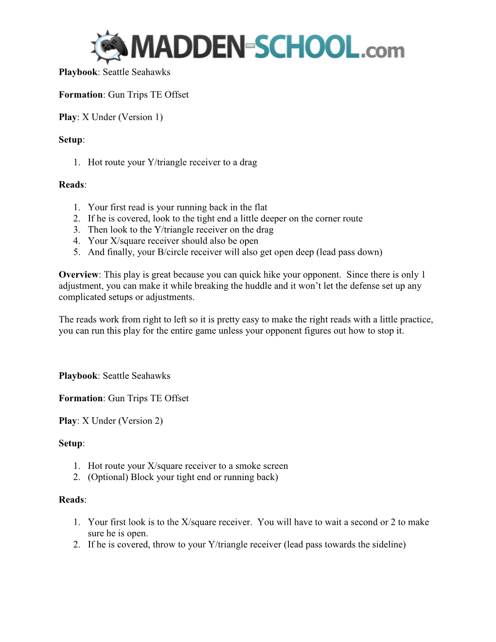 Playbook: Seattle Seahawks Formation