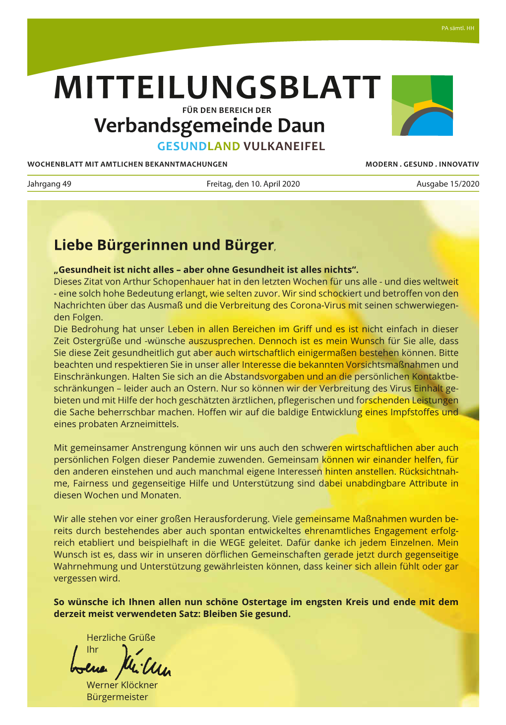 Mitteilungsblatt Für Den Bereich Der Verbandsgemeinde Daun Gesundland Vulkaneifel Wochenblatt Mit Amtlichen Bekanntmachungen Modern