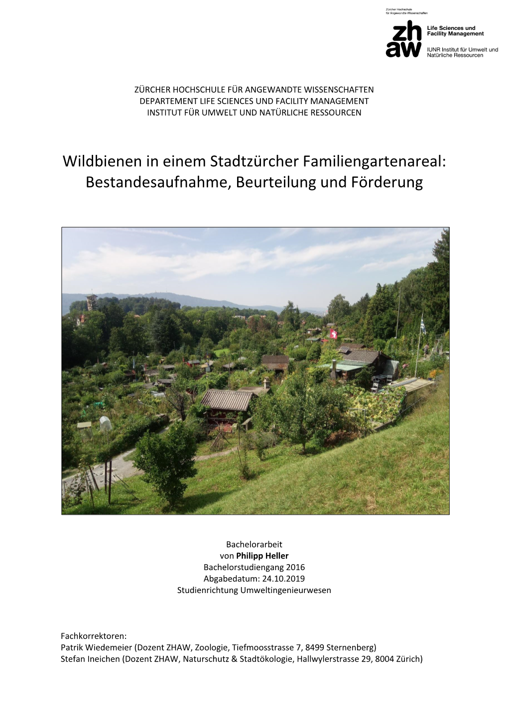 Bachelorarbeit Von Philipp Heller Bachelorstudiengang 2016 Abgabedatum: 24.10.2019 Studienrichtung Umweltingenieurwesen