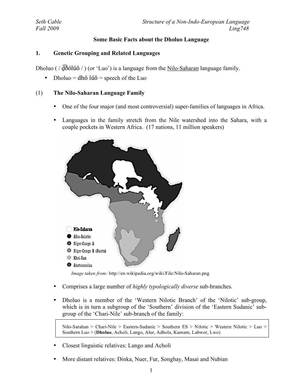 Some Basic Facts About the Dholuo Language