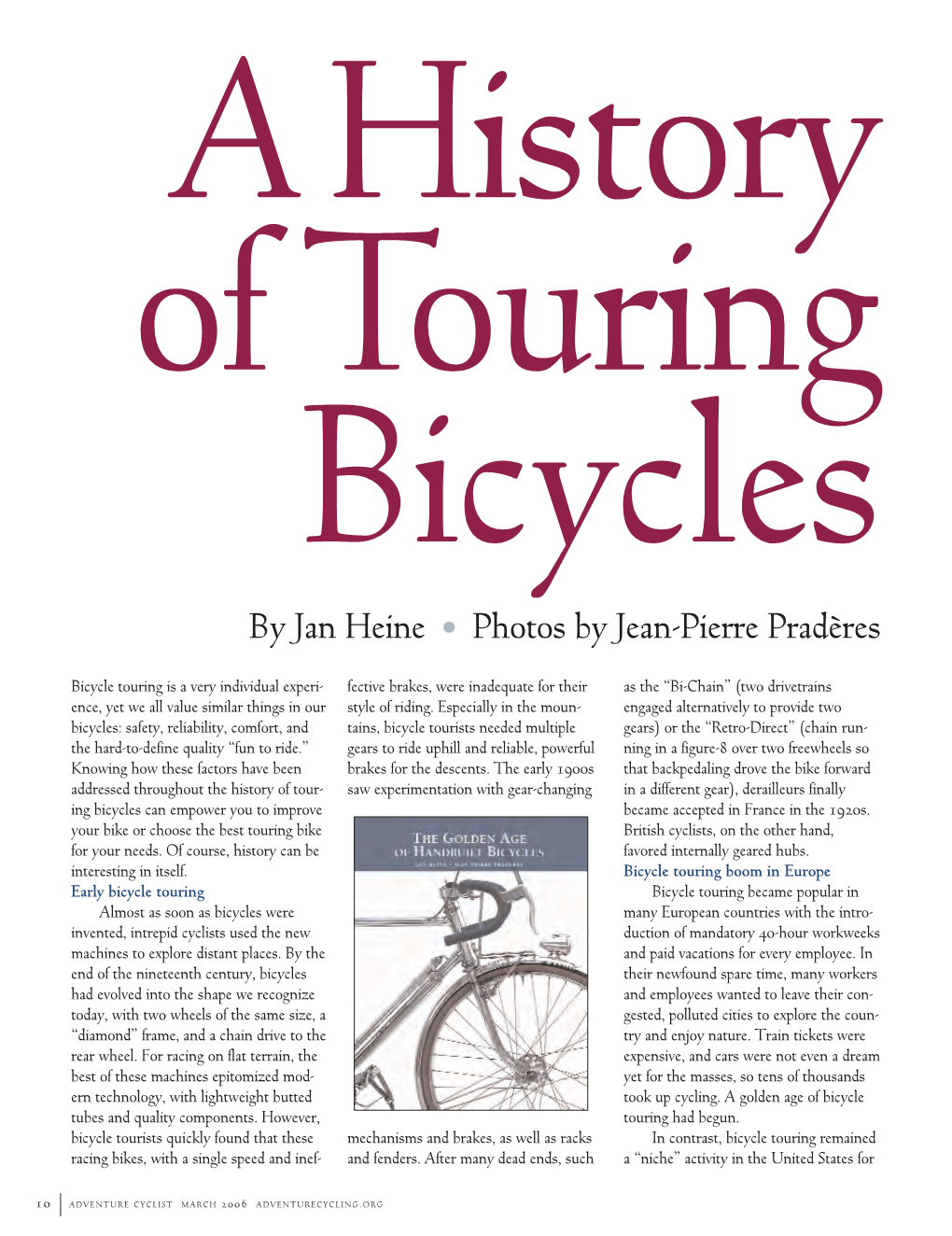 Ahistory of Touring Bicycles