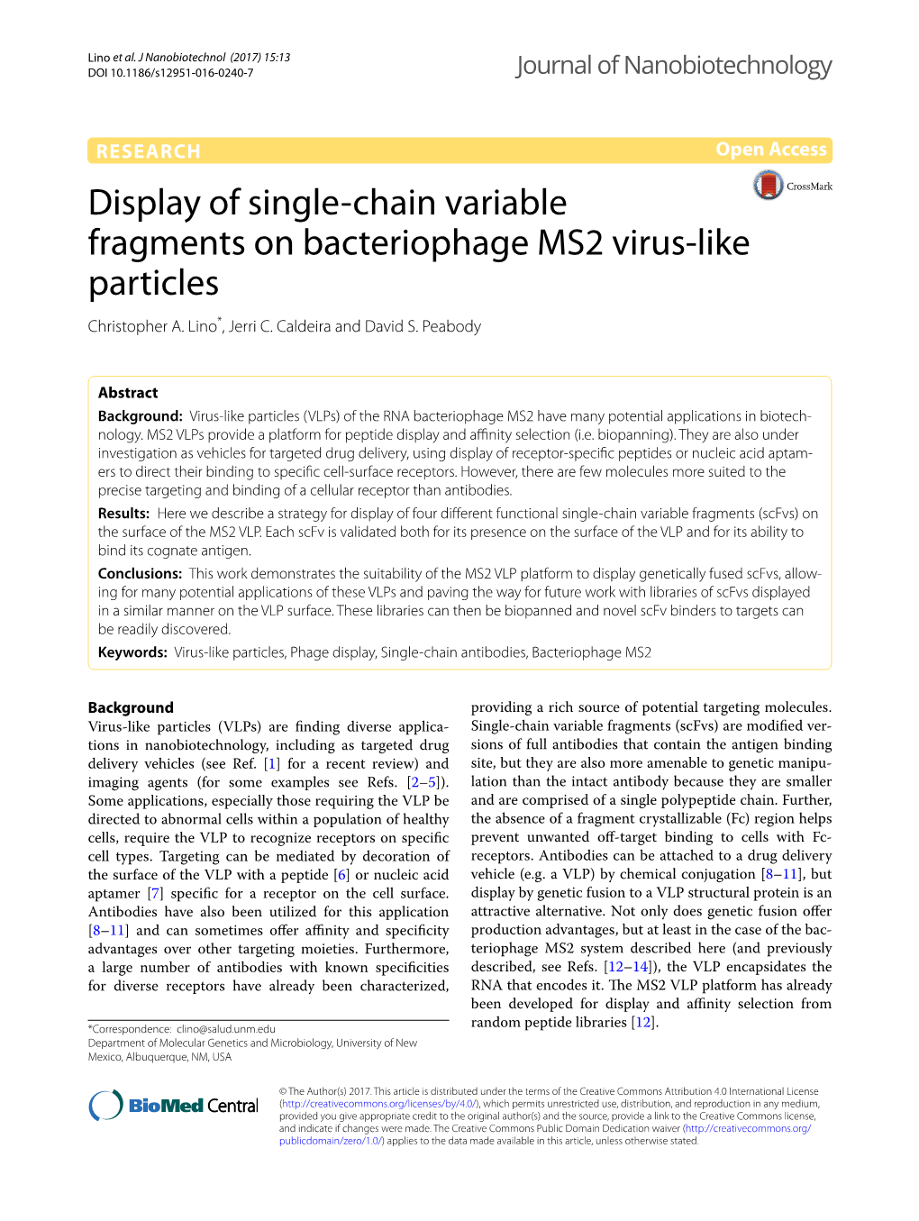 Display of Single-Chain Variable Fragments on Bacteriophage MS2