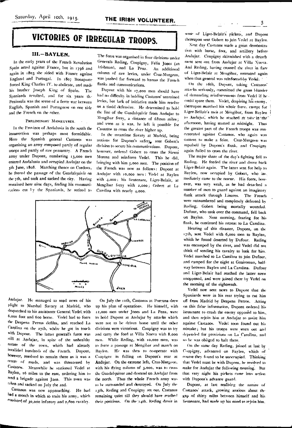 VICTORIES of IRREGULAR TROOPS. Thereupon Sent Gobert to Join Vedel at Baylen