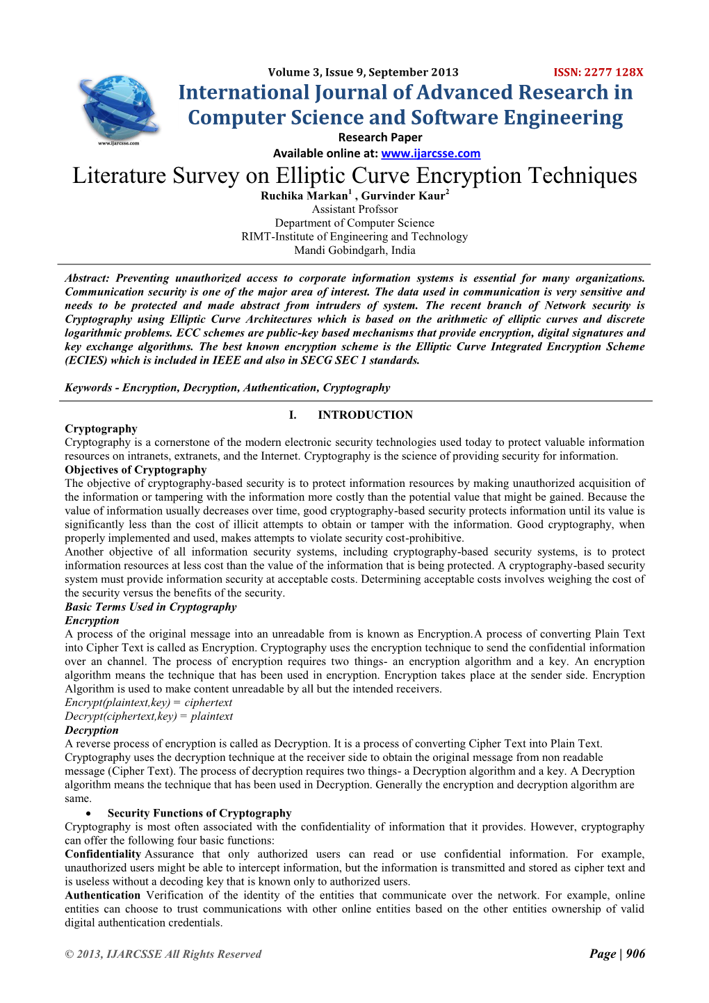 Literature Survey on Elliptic Curve Encryption Techniques